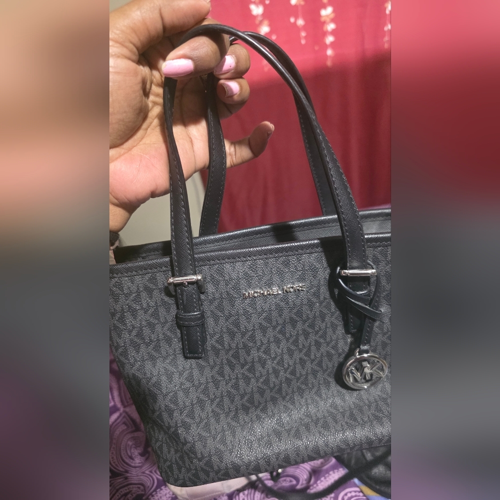 Michael Kors Black Signature MK Small Logo Tote
